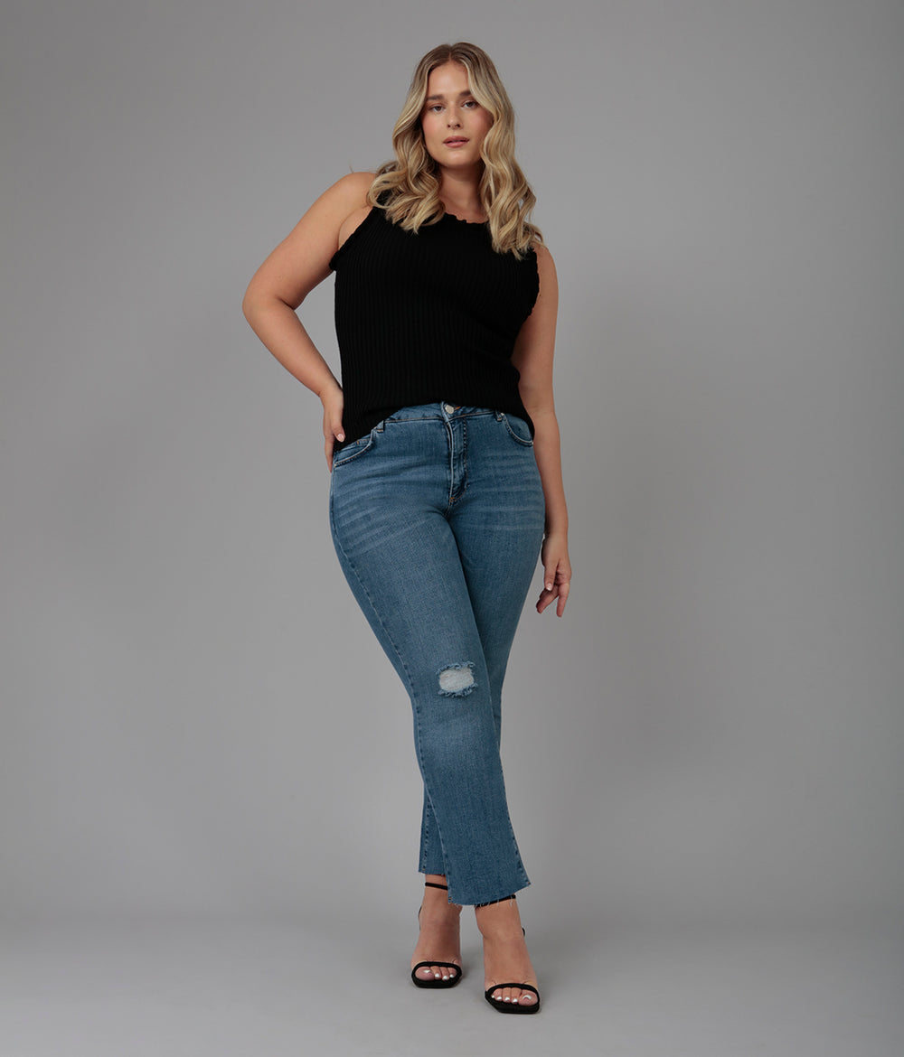 Fashion plus size high rise bootcut jeans