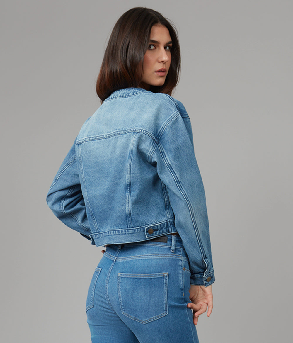 【AURORA boutique 】Denim Knit Jacket AURORA boutique 】Denim Knit Jacket