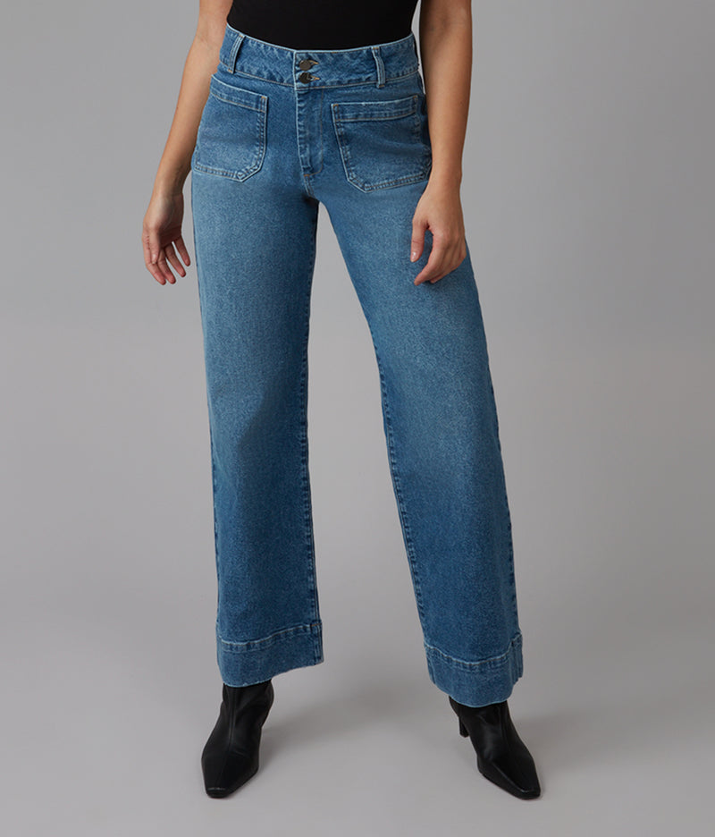 COLETTE-MDL High Rise Wide Leg Jeans 30" Inseam