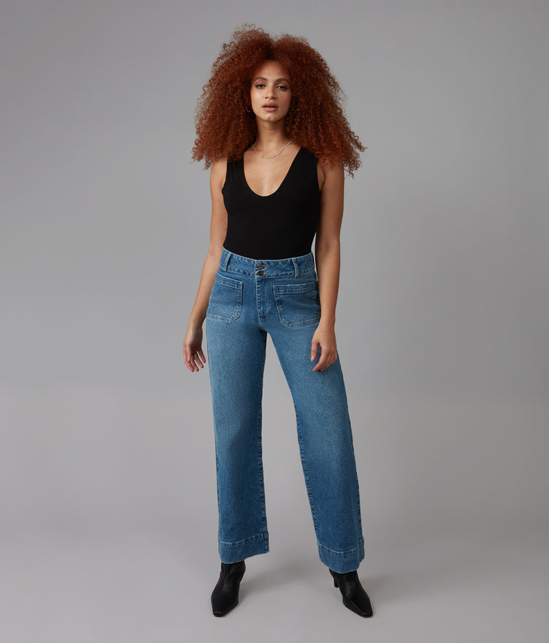 COLETTE-MDL High Rise Wide Leg Jeans 30" Inseam