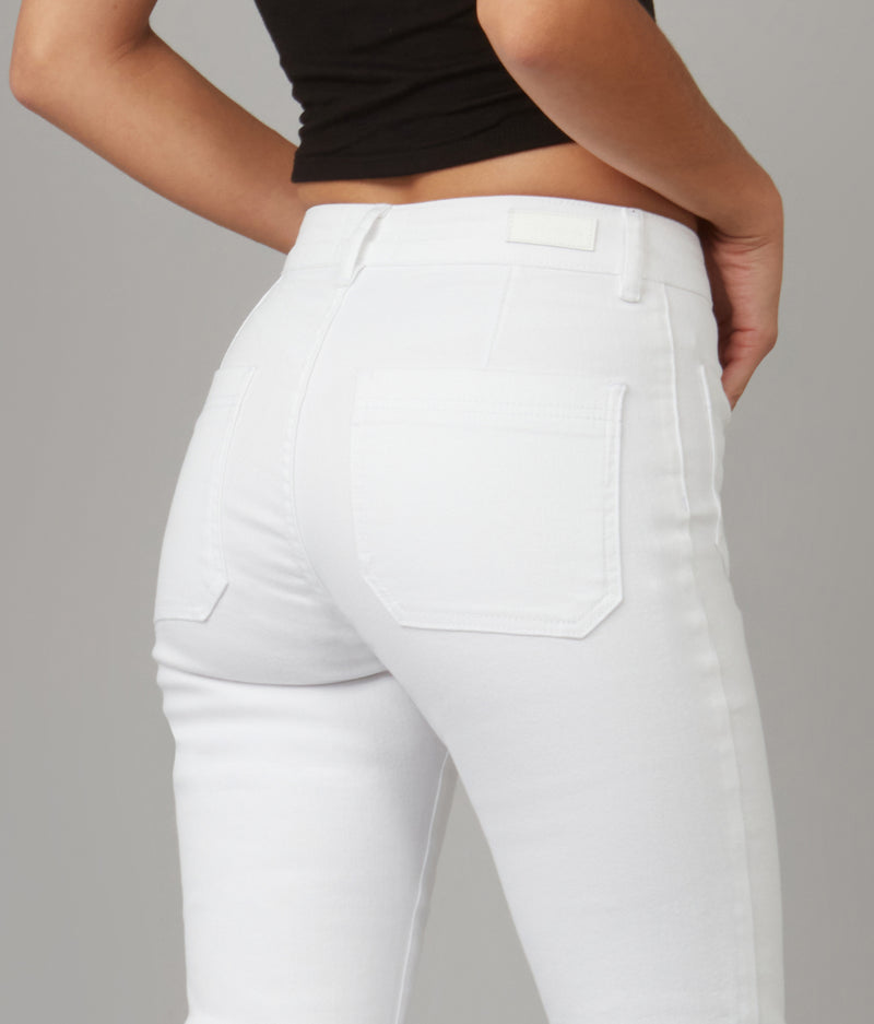 ALICE-WHT High Rise Flare Jeans
