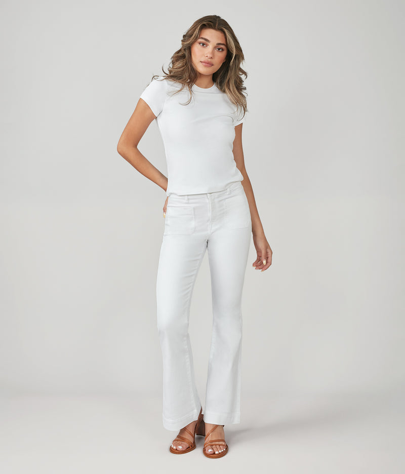 ALICE-WHT High Rise Flare Jeans