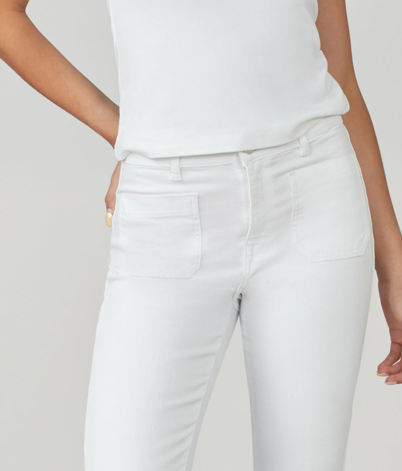 ALICE-WHT High Rise Flare Jeans