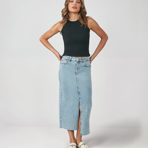 HALSTON-VIB High Rise Maxi Skirt – Lola Jeans - USA