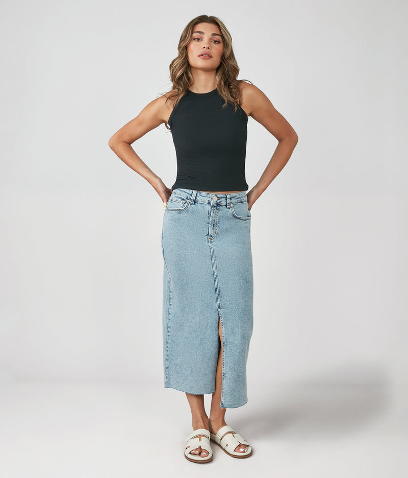 HALSTON-VIB High Rise Maxi Skirt